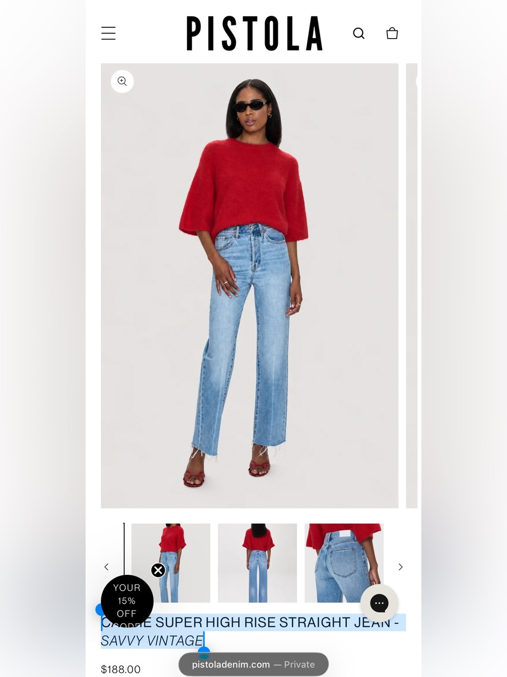 Pistola CASSIE SUPER HIGH RISE STRAIGHT JEAN - SAVVY VINTAGE

Size 25